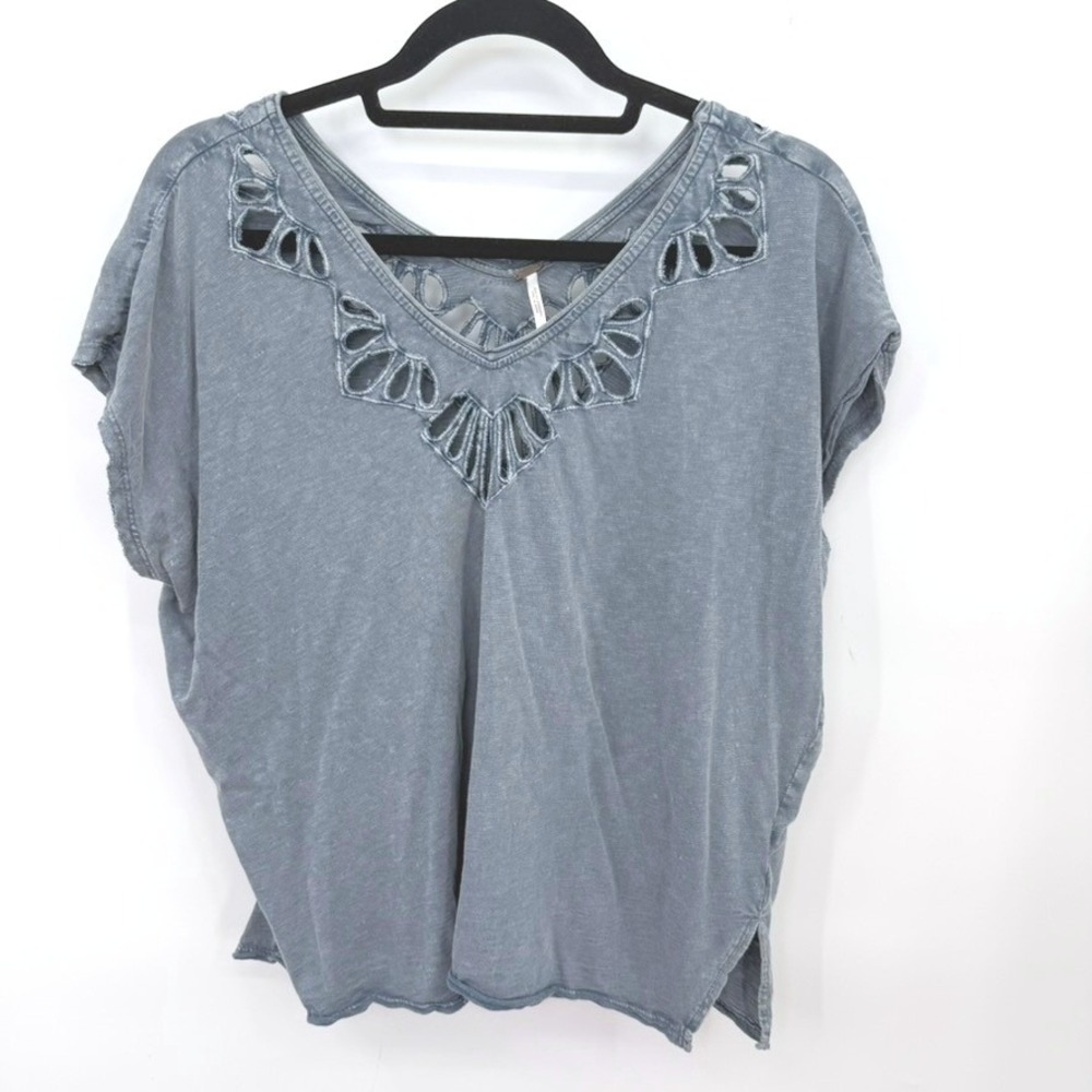 Free People Cut Out V Neck Top Women S Cotton Boho Indie Festival Gorpcore Slub